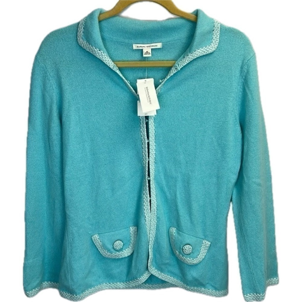 NWT Angora Blend Banana Republic Sea Blue Soft Cardigan Sweater Size M